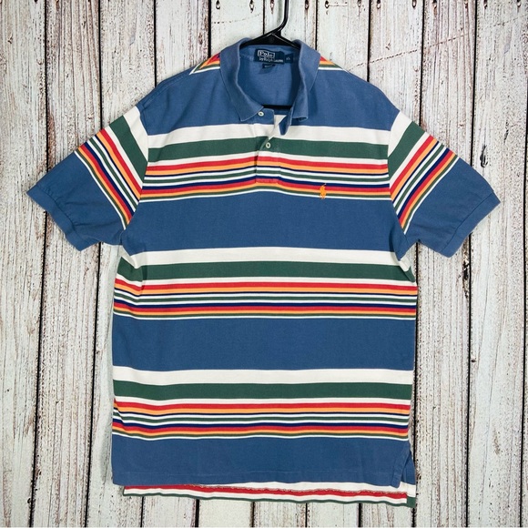 Ralph Lauren Other - Polo Ralph Lauren Shirt Mens XL Blue Orange Short Sleeve Striped Embroidered